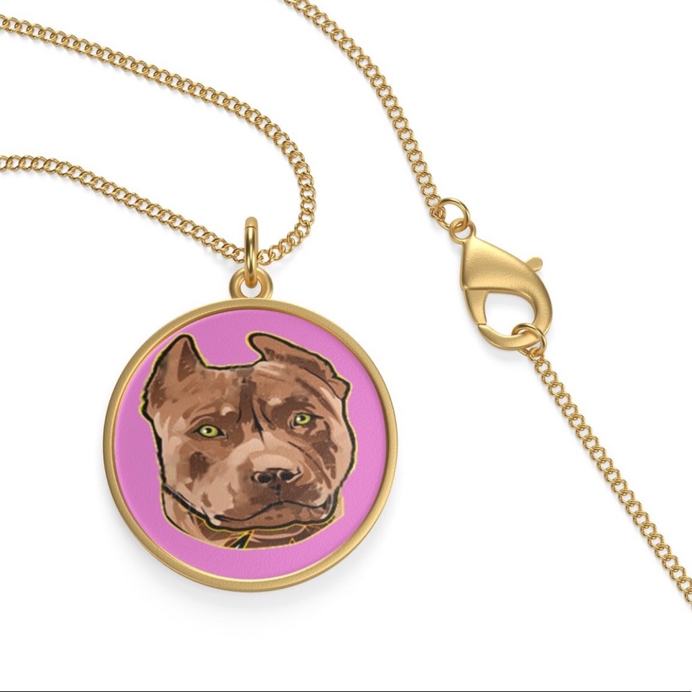 Single loop pit bull gold necklace